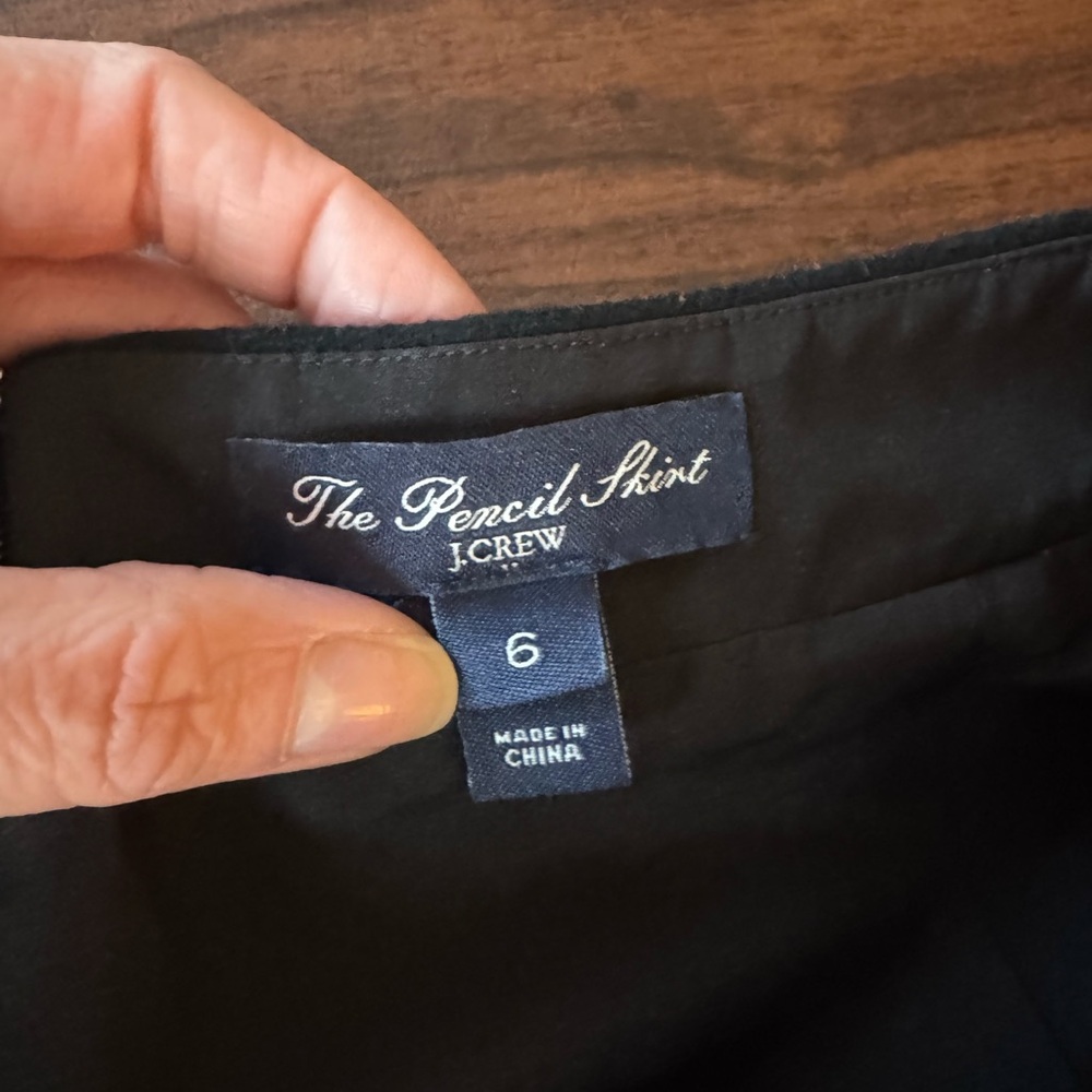 VTG J. Crew Wool Blend Black Pencil Skirt Size 6 - Picture 8 of 11